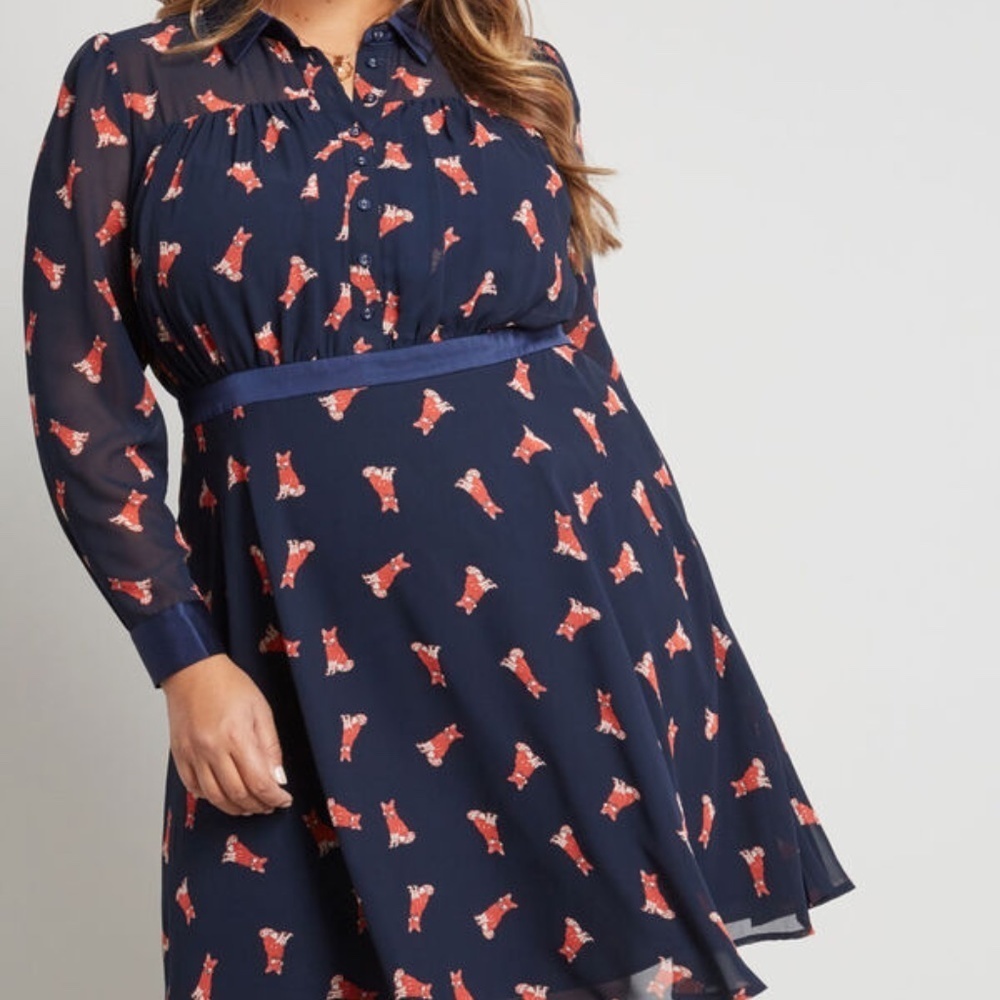 Modcloth Long Sleeve Shirt Dress in Fox